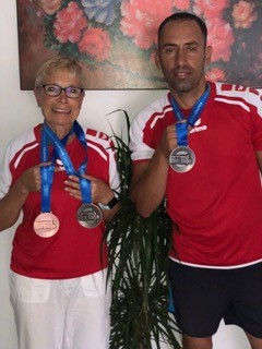 Les m&eacute;daill&eacute;s Dora Briere et Luis Correia &agrave; Malaga [B. Binggeli]