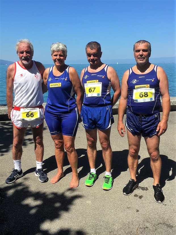 Les m&eacute;daill&eacute;s Andr&eacute; Rouiller, Colette Girard, Claude Berner, Claude Greber [Fr&eacute;d&eacute;ric Bianchi / Swiss Walking]