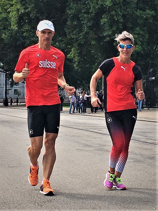 Alex Florez et Laura Polli &agrave; l'entra&icirc;nement &agrave; Londres [Marie Polli / Swiss Walking]