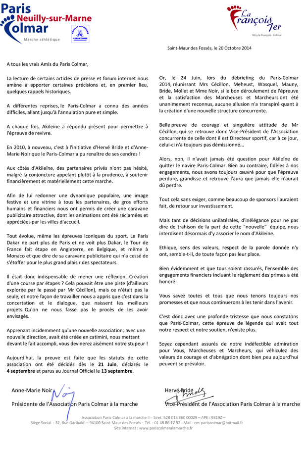 Droit de r&eacute;ponse Paris - Colmar 2015 (10.2014)